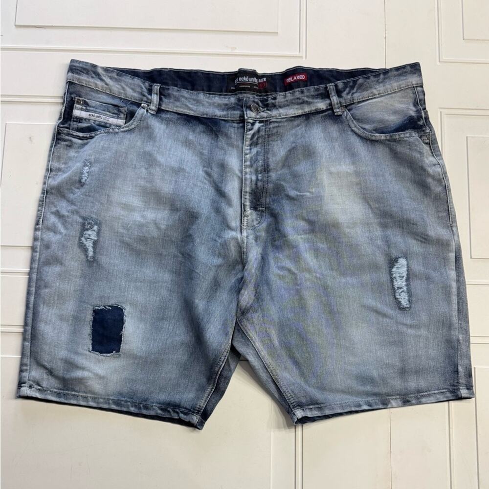 Ecko Unltd. Men’s Size 50 Relaxed Distressed Blue Denim Jean Shorts